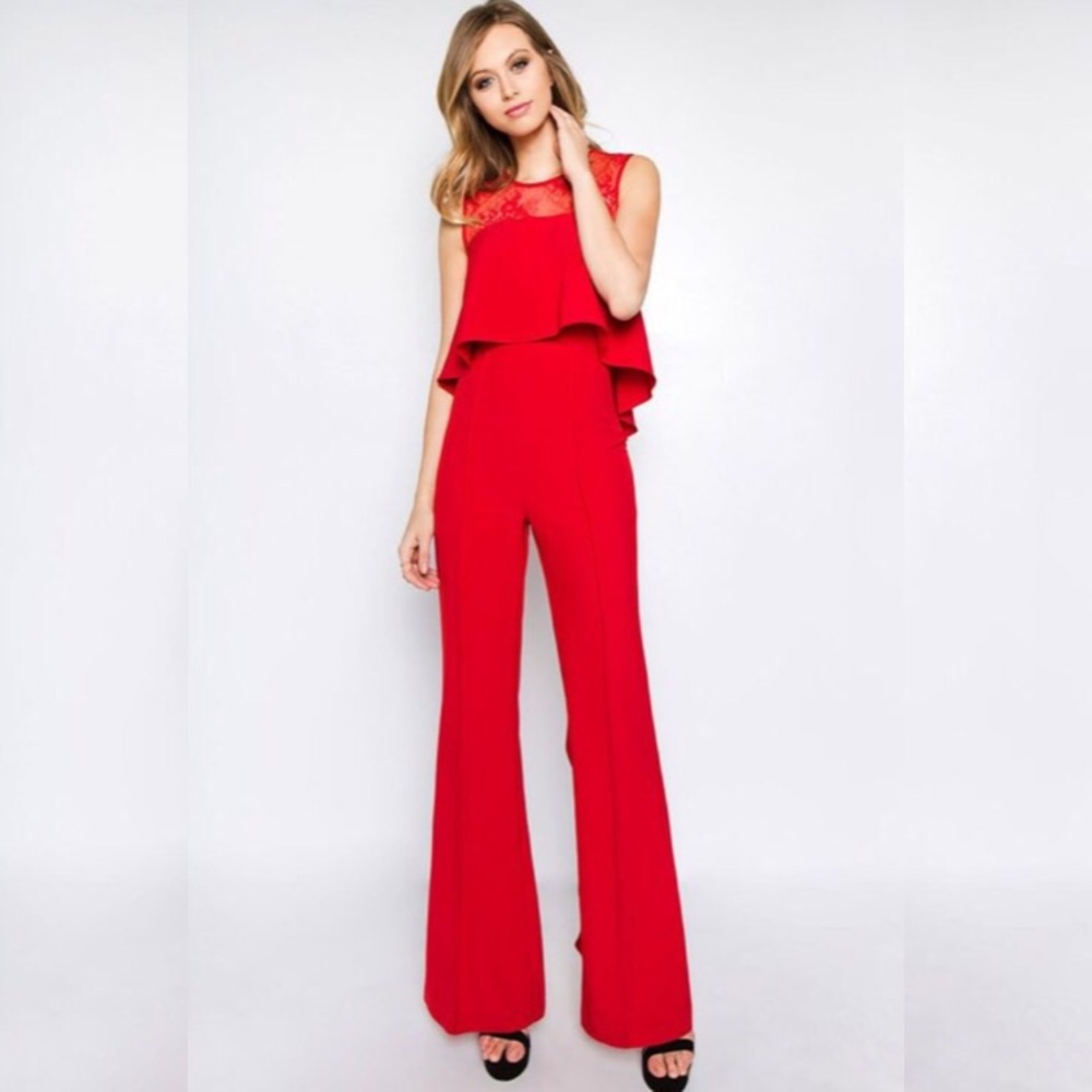 Clothing Company Red Lace Jumpsuit